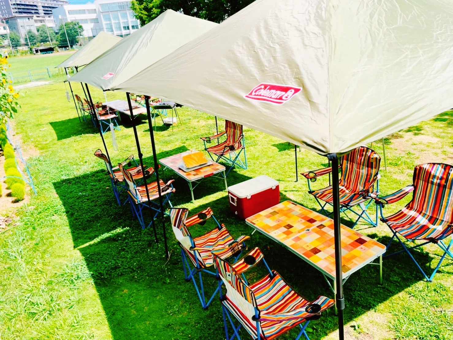 タープテントとテーブル・チェアをそろえたBBQ器材